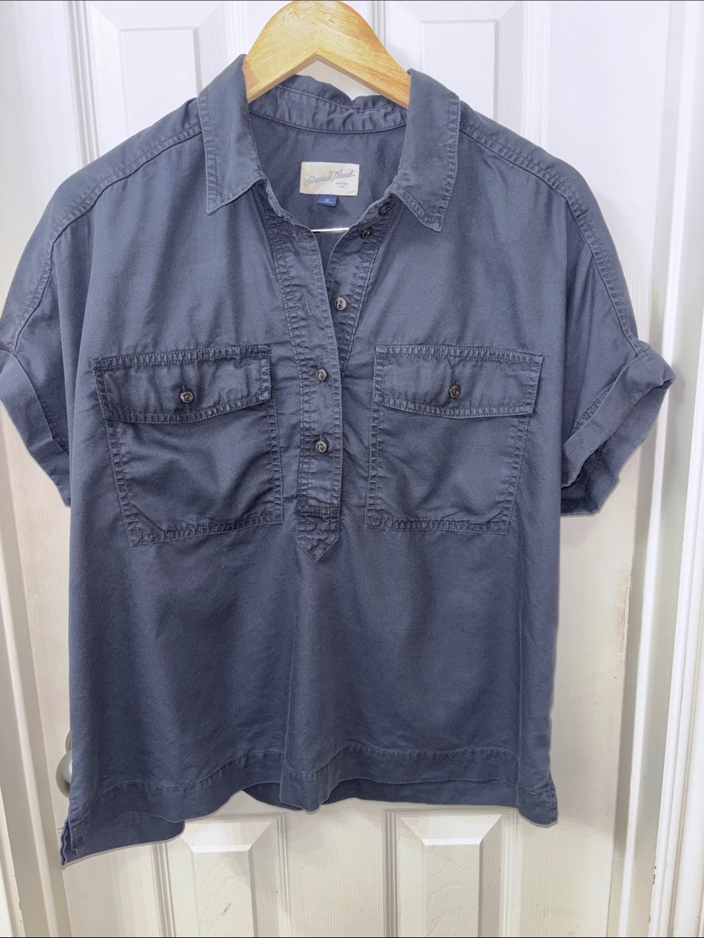 Universal Thread Men's Short-Sleeve Button Pullover Shirt in Navy